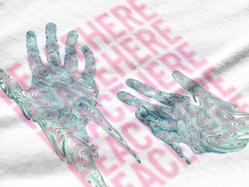 OUT OF YOUR HAND WHITE TEE | PEACEHEREx LilBear